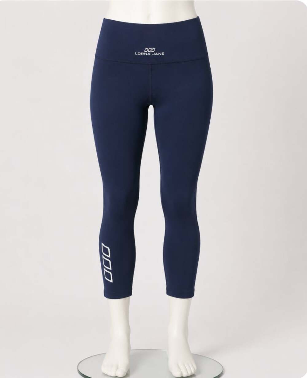 Lorna Jane Navy Blue Low Rise Crop Yoga Pants Tight Activewear Leggings Small
